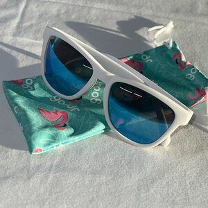 Goodr Iced by Yetis White Frame Blue Mirror Polarized Sunglasses No Slip Sports